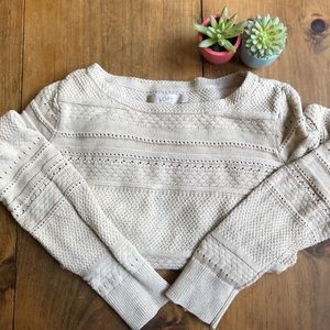 Loft Cream Ribbed Crewneck Sweater